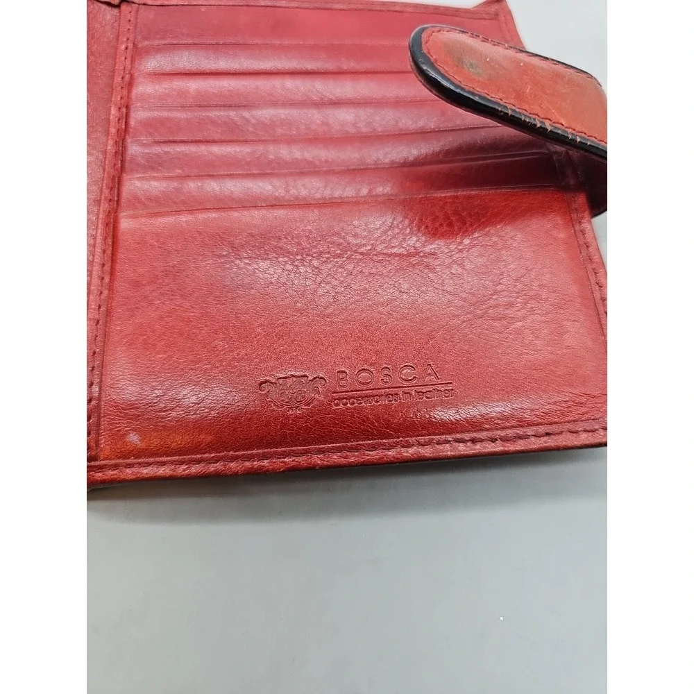 Vtg Bosca Leather wallet card holder coin holder‎ Silver Hardware